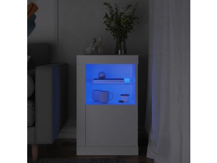 Odkládací skříňka s LED osvětlením bílá kompozitní dřevo 836630