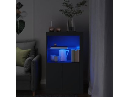 Odkládací skříňka s LED osvětlením černá kompozitní dřevo 836624