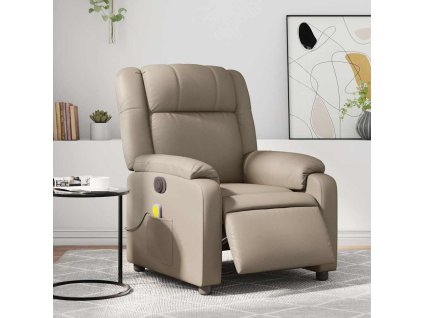 Elektrické masážní polohovací křeslo cappuccino umělá kůže 3205149