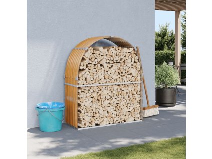 Stojan na dřevo imitaci dřeva 120 x 45 x 140 cm pozinkovaná ocel 364581