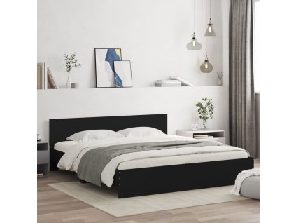 Rám postele s čelem černý 200 x 200 cm 3207456