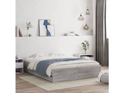 Rám postele se zásuvkami šedý sonoma 140 x 190 cm kompozit 3207306