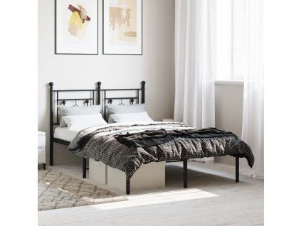 Kovový rám postele s čelem černý 120 x 200 cm 374337
