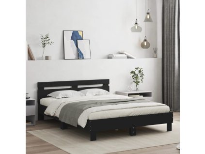 Rám postele s čelem černý 140 x 190 cm kompozitní dřevo 3207435