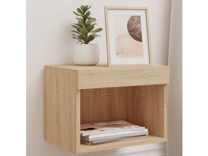 Noční stolky s LED osvětlením nástěnné 2 ks dub sonoma 837118