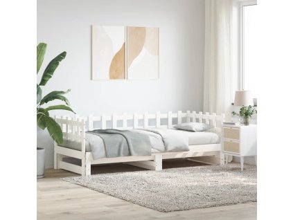 Výsuvná postel bílá 2x (90 x 200) cm masivní borovice 840389