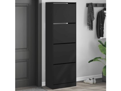 Botník se 4 výklopnými zásuvkami černý 60 x 34 x 187,5 cm 3214372