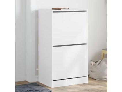 Botník se 2 výklopnými zásuvkami bílý 60 x 42 x 108 cm 3214385