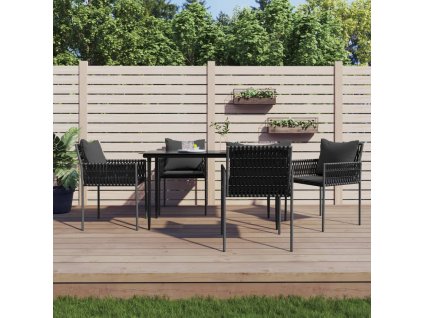 Zahradní židle s poduškami 4 ks černé 54 x 61 x 83 cm polyratan 3187089