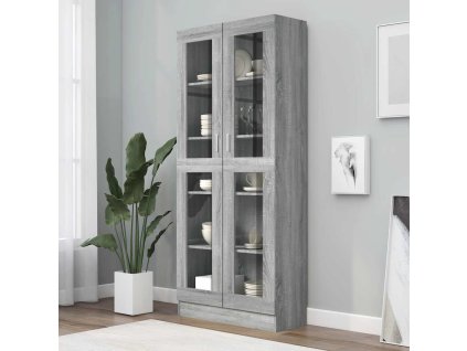 Vitrína šedá sonoma 82,5 x 30,5 x 185 cm kompozitní dřevo 815622