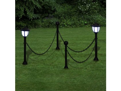 Řetězový plot se solárními světly 2 LED lampy 2 sloupky 40868