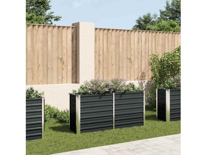 Vyvýšený záhon antracitový 160 x 40 x 77 cm pozinkovaná ocel 45730