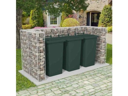 Gabionová zástěna pro 3 popelnice ocelová 250 x 100 x 120 cm 142560