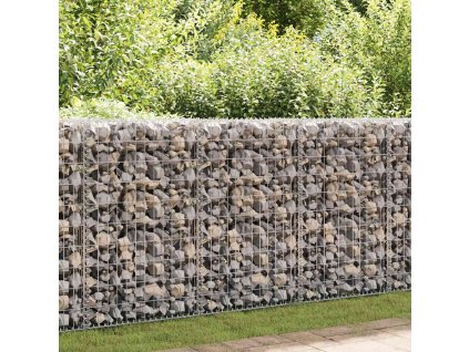 Gabionová zeď s víky z pozinkované oceli 600 x 30 x 150 cm 143585
