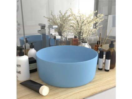 Luxusní umyvadlo kulaté matné světle modré 40 x 15 cm keramické 147011