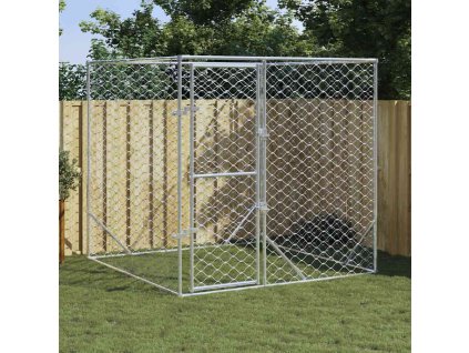 Venkovní psí kotec stříbrný 2 x 2 x 2 m pozinkovaná ocel 153674