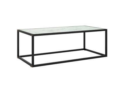 Konferenční stolek černý s bílým mramorovým sklem 100x50x35 cm 322881