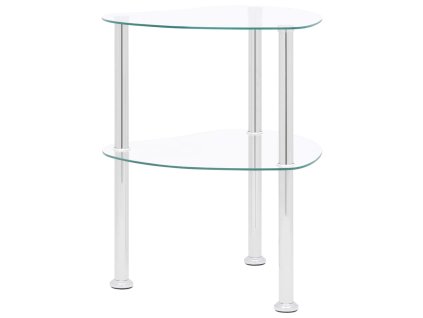 2patrový odkládací stolek průhledný 38×38×50 cm tvrzené sklo 322785