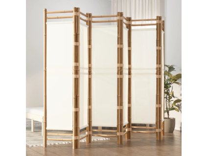 Skládací 6panelový paraván 240 cm bambus a plátno 350626