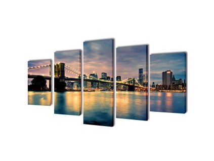 Sada obrazů, tisk na plátně, Brooklynský most s řekou, 200 x 100 cm 241555