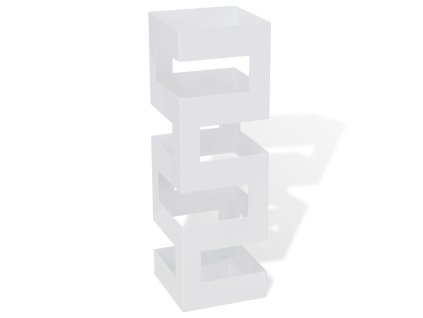 Bílý hranatý stojan na deštníky a vycházkové hole, ocelový, 48,5 cm 242470