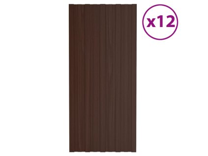 Střešní panely 12 ks pozinkovaná ocel hnědé 100 x 45 cm 317217