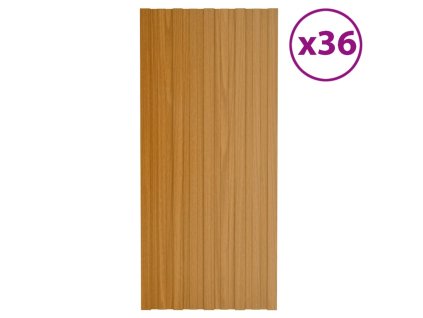 Střešní panely 36 ks pozinkovaná ocel světlé dřevo 100 x 45 cm 317220