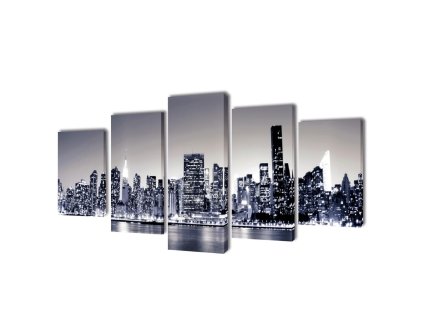 Sada obrazů, tisk na plátně monochromní panoráma New Yorku 100 x 50 cm 241548