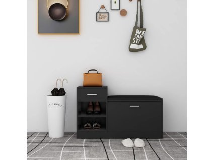 Lavice s botníkem černá 94,5 x 31 x 57 cm kompozitní dřevo 326742