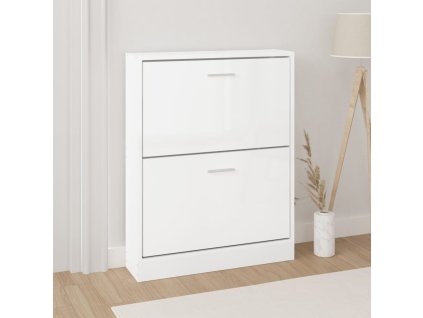 Botník bílý s vysokým leskem 59x17x81 cm kompozitní dřevo 342538
