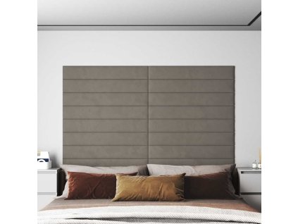 Nástěnné panely 12 ks světle šedé 90 x 15 cm samet 1,62 m² 343891