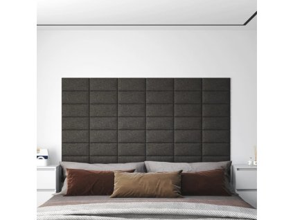 Nástěnné panely 12 ks tmavě šedé 30 x 15 cm textil 0,54 m² 343762