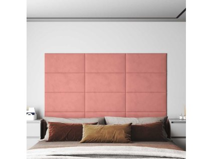 Nástěnné panely 12 ks růžové 60 x 30 cm samet 2,16 m² 343866