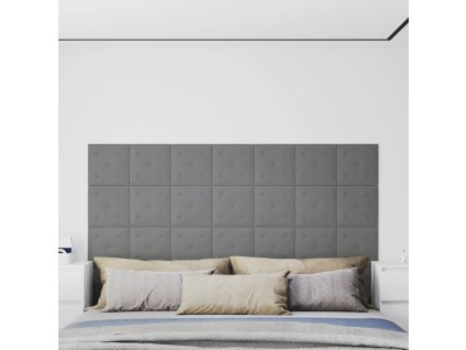 Nástěnné panely 12 ks šedé 30 x 30 cm umělá kůže 1,08 m² 343977