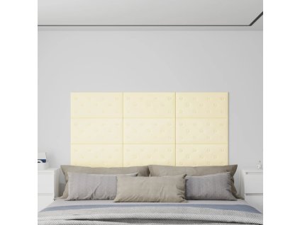 Nástěnné panely 12 ks krémové 60 x 30 cm umělá kůže 2,16 m² 343989