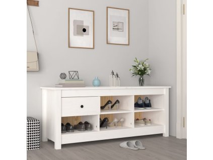 Botník bílý 110 x 38 x 45,5 cm masivní borovice 814595