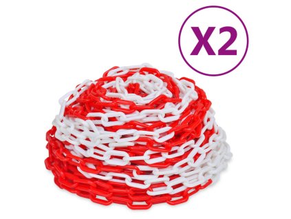 Výstražné řetězy 2 ks červeno-bílé plast 30 m 3057524