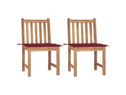 Zahradní židle 2 ks s poduškami masivní teakové dřevo 3062925