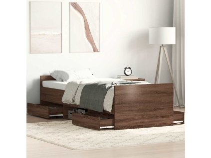 Rám postele s hlavovým a nožním čelem hnědý dub 90 x 200 cm 3203809