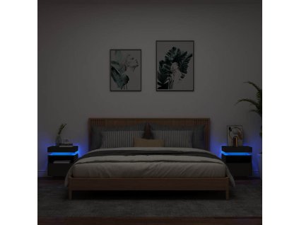 Noční stolky s LED osvětlením 2 ks černé 40 x 39 x 48,5 cm 836787