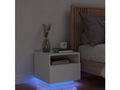 Noční stolek s LED osvětlením bílý 40 x 39 x 37 cm 836798