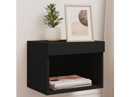 Noční stolky s LED osvětlením nástěnné 2 ks černé 837116