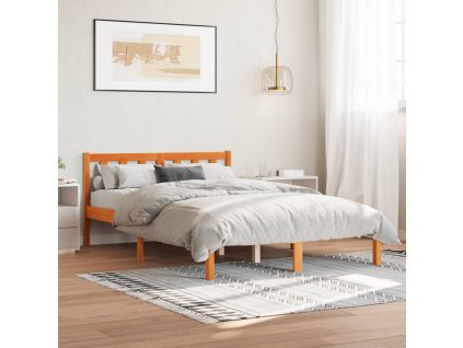 Postel bez matrace voskově hnědá 135 x 190 cm masivní borovice 844804