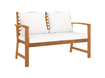 Zahradní lavice 120 cm s krémovou poduškou masivní akácie 318339