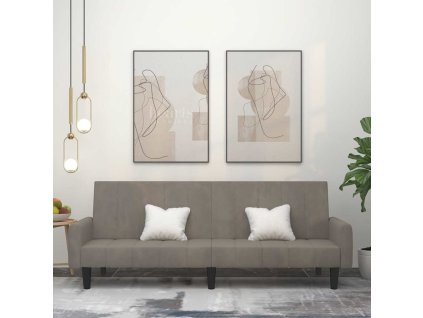 2místná rozkládací pohovka světle šedá samet 375774