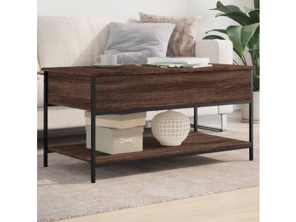 Konferenční stolek hnědý dub 100 x 50 x 50 cm kompozit a kov 845350