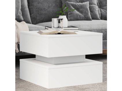 Konferenční stolek s LED osvětlením bílý 50 x 50 x 40 cm 839854