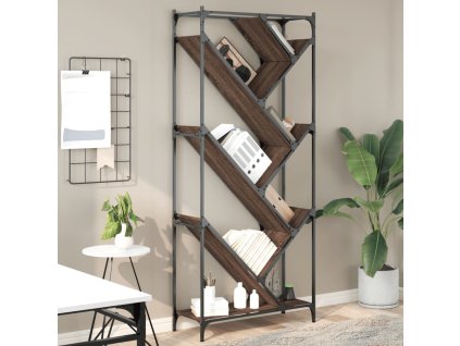 Knihovna hnědý dub 79 x 30 x 180 cm kompozitní dřevo a kov 845435