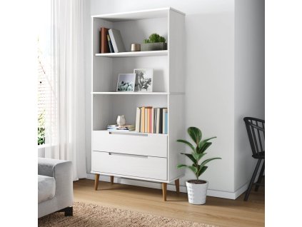 Knihovna MOLDE bílá 85 x 35 x 170,5 cm masivní borové dřevo 350541