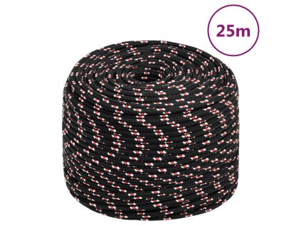 Pracovní lano černé 8 mm 25 m polypropylen 152342